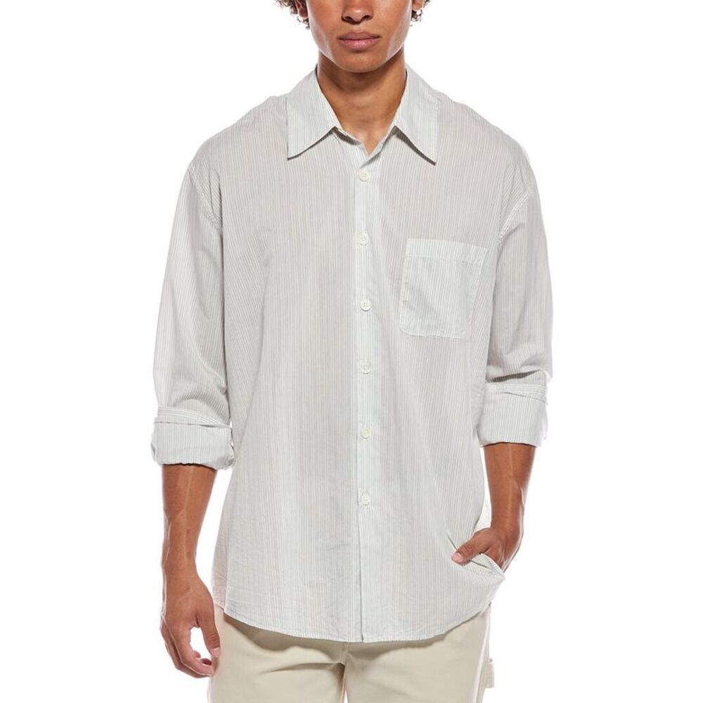 Our Legacy Mens  Woven Stripe Shirt, White